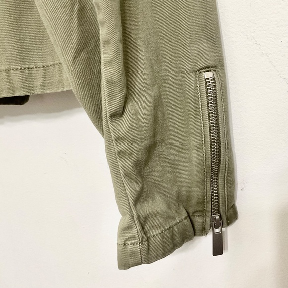 7 For All Mankind Women's Sz L Khaki Green Jacket 100% Cotton - Picture 6 of 12